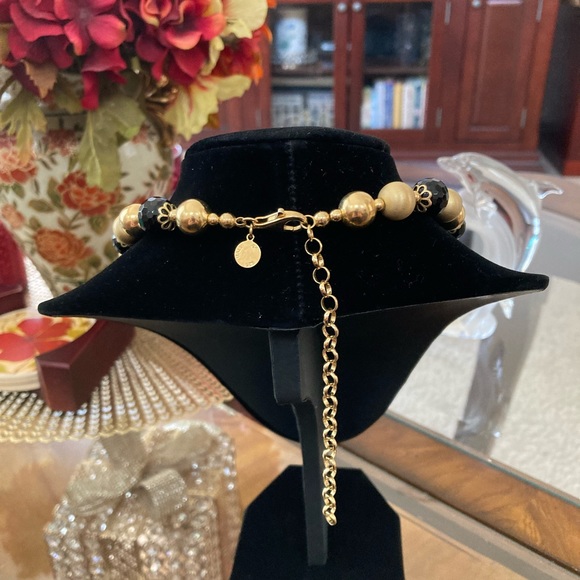 Pre-Loved Italian Onyx/Gold Plated Beaded Necklace - Picture 3 of 3